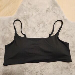 Athleta Well Rested Rib Sleep Black Bra Medium with Adjustable Straps
